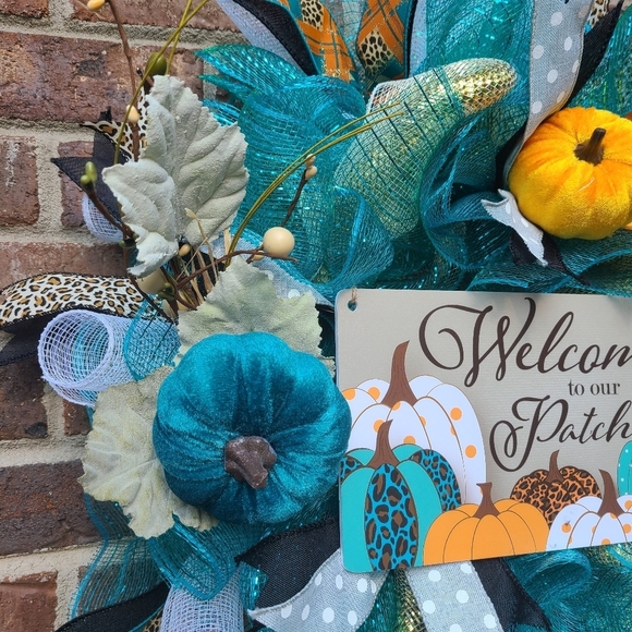 Pumpkin Fall Autumn Harvest Wreath, Gorgeous Fall Decor -24" diameter - Picture 4 of 7